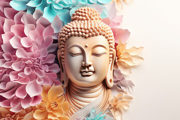 Fototapeta premium golden buddha and Pattern of spring and summer colors 