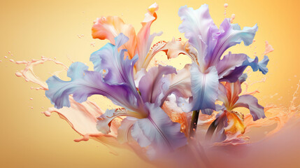  a painting of a flower with water splashing on it.  generative ai