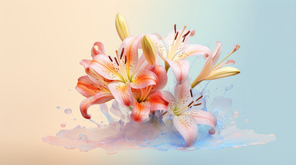 Obraz na płótnie Canvas a bouquet of flowers with water splashing on the ground. generative ai
