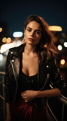 Obraz na płótnie Canvas Glamorous Woman With City Lights As The Backdrop , Background Image, Best Phone Wallpapers