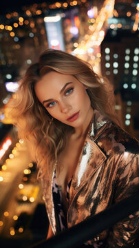 Glamorous Portrait Of A Woman Amidst City Lights  , Background Image, Best Phone Wallpapers