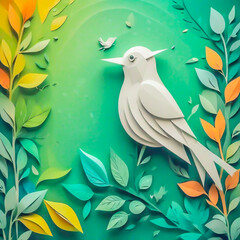 Obraz premium bird made of paper on the abstract background. 