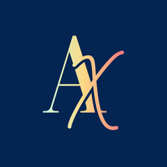 AX Initial Logo Design with Elegant Handwriting Style. AX Signature Logo or Symbol for Wedding, Fashion, Jewelry, Boutique, Botanical