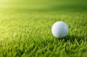 Golf background. Golf ball on green. Copy space. AI Generative illustration