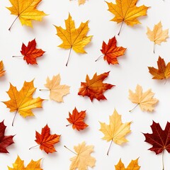 Fototapeta premium Autumn decorative seamless pattern with maple leaves