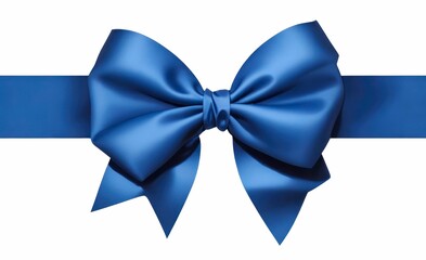 AI generated illustration of a blue ribbon and bow on a white background