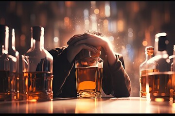 alcoholics and other alcoholism concept Generative AI - obrazy, fototapety, plakaty