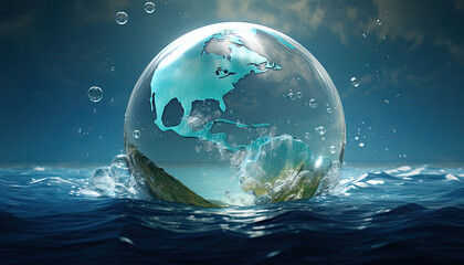 Water drop of life, saving earth environment concept