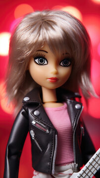 Plastic Doll Portrait With A Toy Rock Star Outfit , Background Image, Best Phone Wallpapers