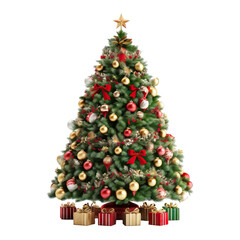 Beautiful christmas tree isolated on a white background. AI generated image.