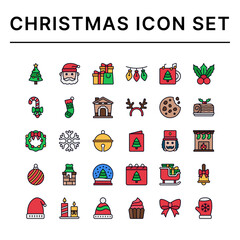 Christmas icon set. Filled line style icons