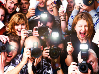 Mass hysteria. A group of paparazzi and fans going hysterical - - This is a highly retouched image...