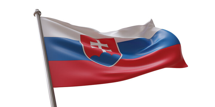 Slovakia flag waving isolated on white transparent background, PNG.