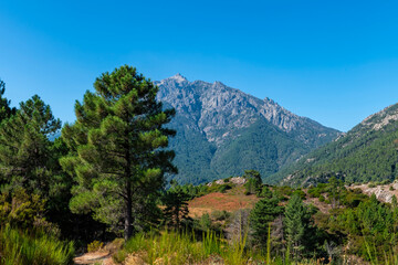Fototapeta na wymiar View of mountain landscape with layers, Corsica, France