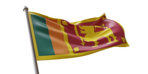 Sri Lanka flag waving isolated on white transparent background, PNG.