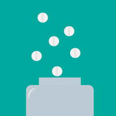 jar and pills on a blue background