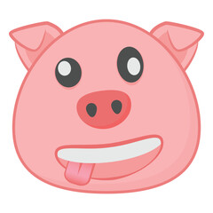 Pig emoji, crazy face with tongue
