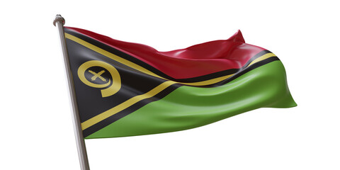 Vanuatu flag waving isolated on white transparent background, PNG.