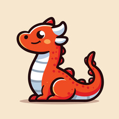 Cute dragon sitting cartoon vector icon illustration animal nature icon concept isolated. Generative Ai
