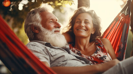 Senior Couple Relaxing In Hammock