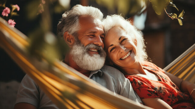 Senior Couple Relaxing In Hammock