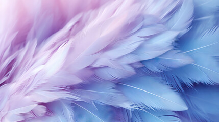  a close up of a blue and pink background with feathers.  generative ai