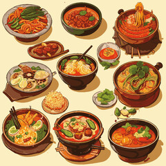 Vector set of Thai food