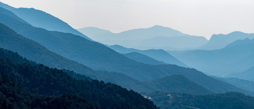 View of mountain landscape with layers, Corsica, France © hajdar