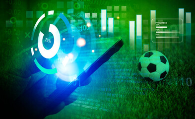 business in football club and soccer team manager, online sport betting concept 