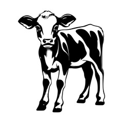 Cute baby cow, cow Vector Silhouette, Generative AI.