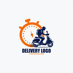 scooter logo with speed and delivery motorcycle icon