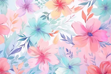 Keuken spatwand met foto Pattern of spring and summer colors in pastel palette on light background © Kien