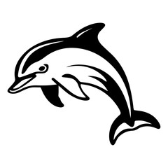 baby dolphin Monochrome illustration, cute baby dolphin silhouette design, Generative AI.