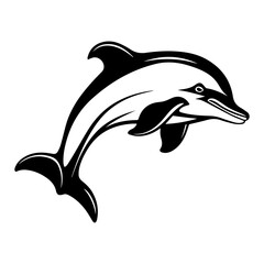baby dolphin Monochrome illustration, cute baby dolphin silhouette design, Generative AI.