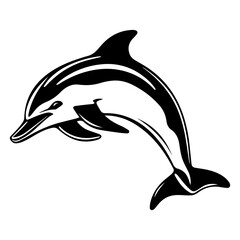 Fototapeta premium baby dolphin Monochrome illustration, cute baby dolphin silhouette design, Generative AI.