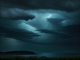 Fototapeta premium striking night sky of black, dark greenish blue.