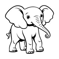 Obraz premium baby elephant Monochrome illustration, cute baby elephant silhouette design, Generative AI.