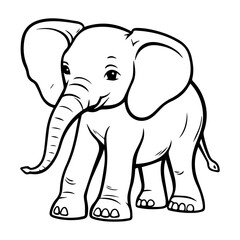 Fototapeta premium baby elephant Monochrome illustration, cute baby elephant silhouette design, Generative AI.