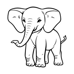 Fototapeta premium baby elephant Monochrome illustration, cute baby elephant silhouette design, Generative AI.