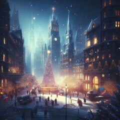 city, holiday, Christmas, atmospheric, realism