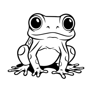 recommend clip art: cute baby frog Monochrome illustration, baby frog silhouette design, Generative AI.