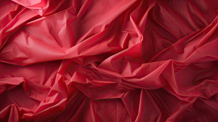  a close up view of a red cloth textured with folds.  generative ai