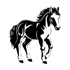 Obraz na płótnie Canvas cute baby horse Monochrome illustration, Horse silhouette design, Generative AI.