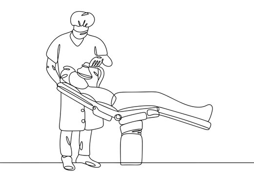 dentist and patient in line art style clip art preview