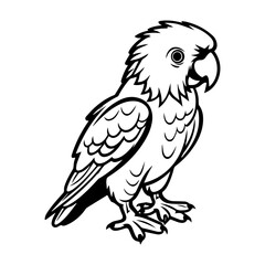cute baby parrot Monochrome illustration, baby parrot silhouette design, Generative AI.