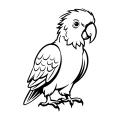 Obraz premium cute baby parrot Monochrome illustration, baby parrot silhouette design, Generative AI.