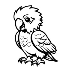 cute baby parrot Monochrome illustration, baby parrot silhouette design, Generative AI.