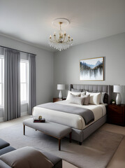 Realistic bedroom design with medium shot detail.