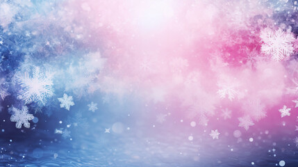  a blue and pink background with snowflakes on it.  generative ai