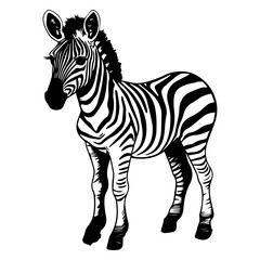 Obraz premium cute baby zebra Monochrome illustration, Zebra silhouette design, Generative AI.